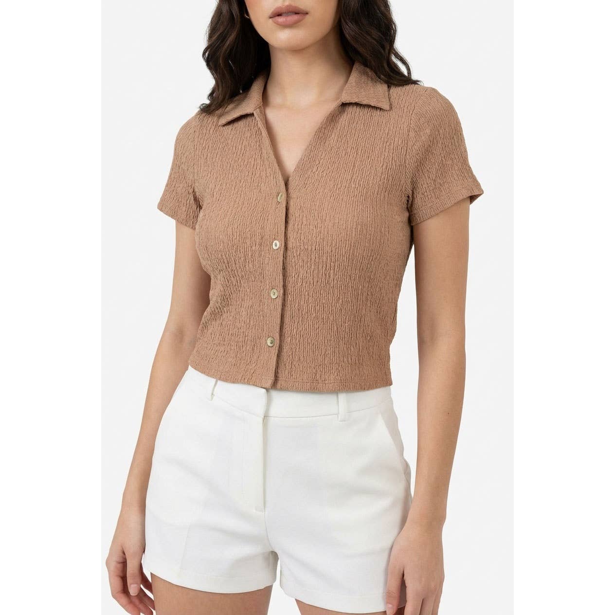 Button Up Top: Tan