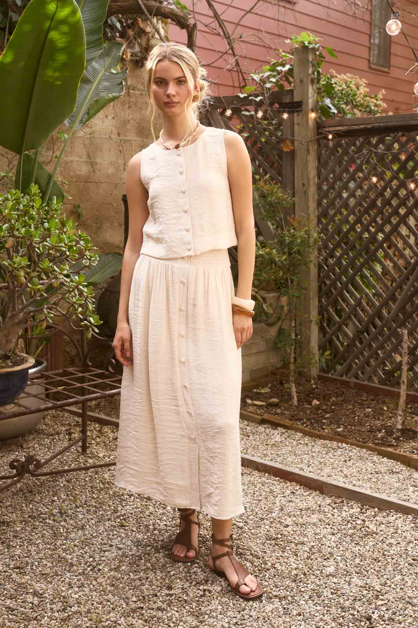 Ivory Breeze Button Down Skirt