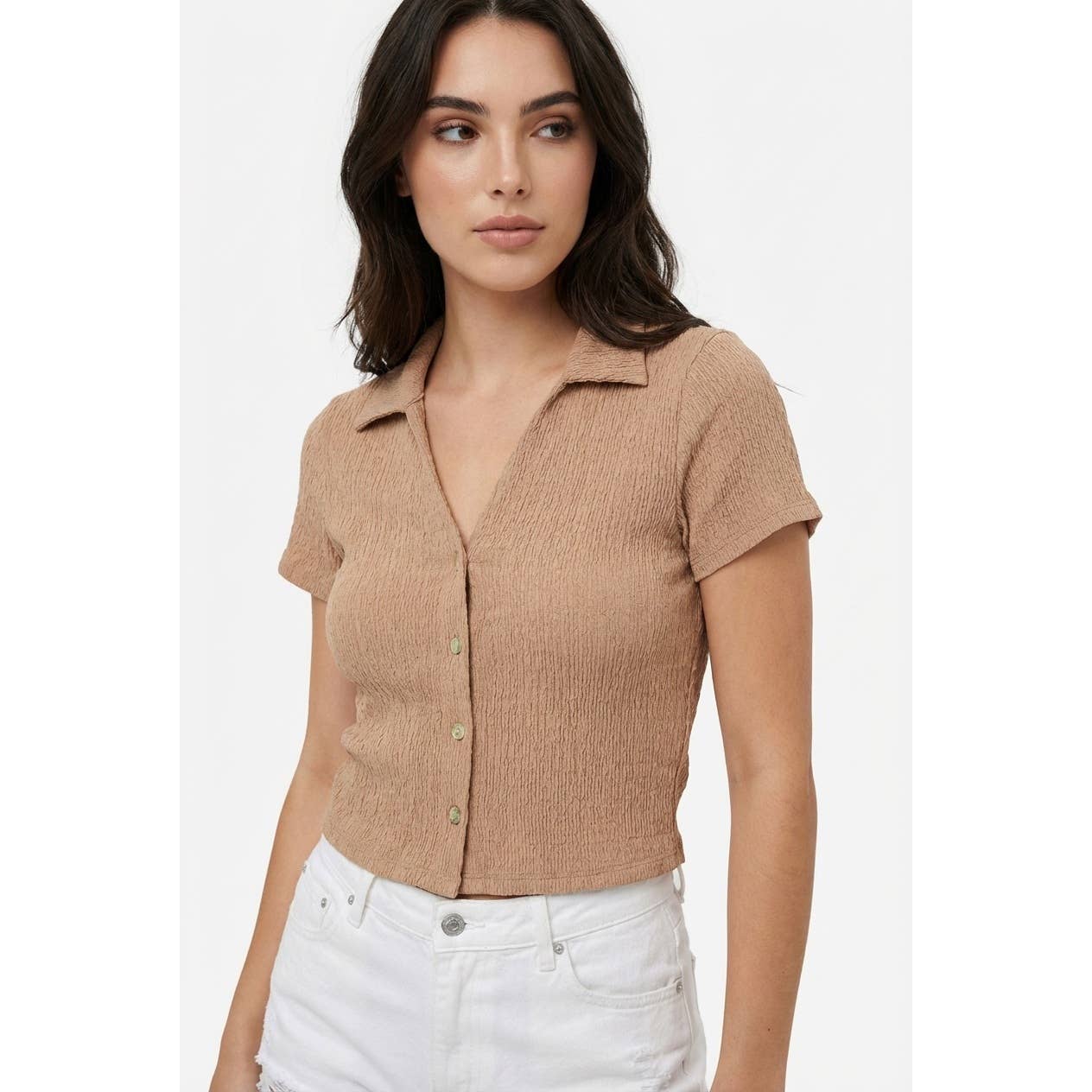 Button Up Top: Tan