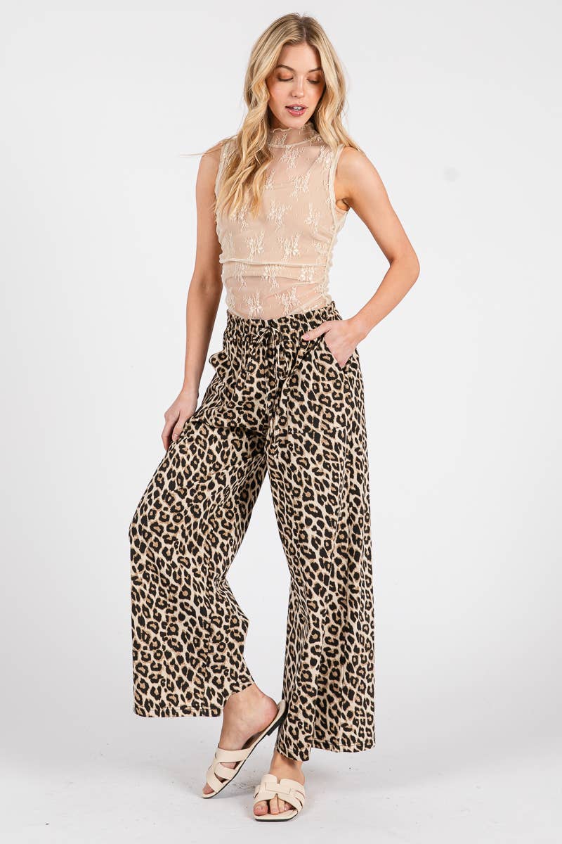 Leopard Latte Wide-Leg Pant