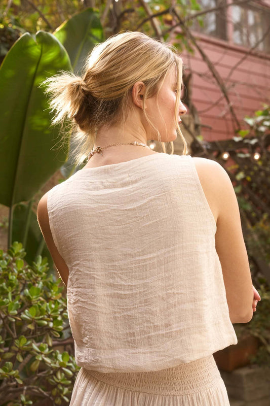 Ivory Breeze Button Tank