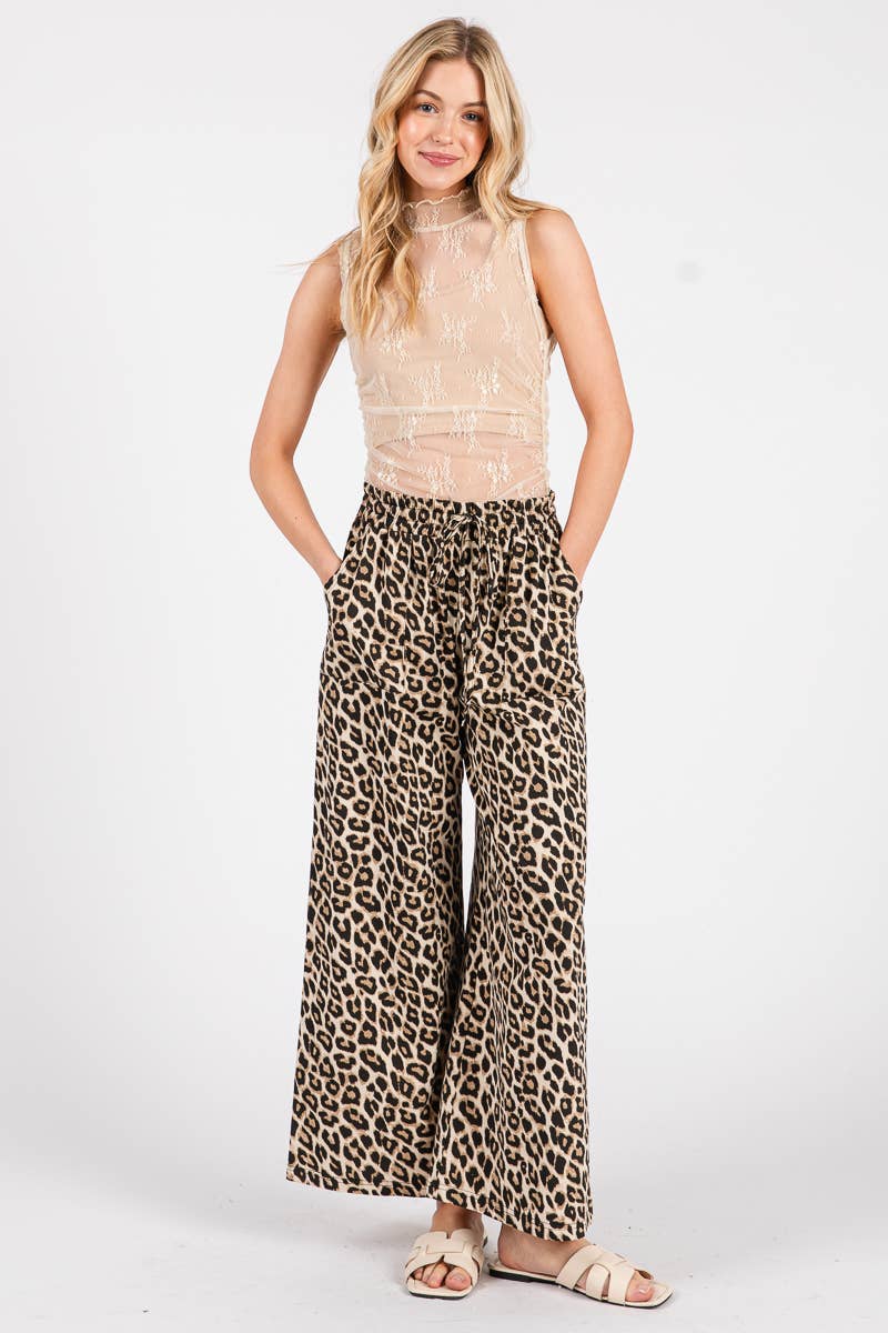 Leopard Latte Wide-Leg Pant