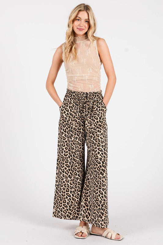 Leopard Latte Wide-Leg Pant