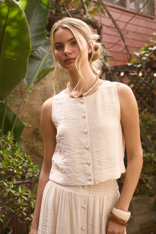Ivory Breeze Button Tank