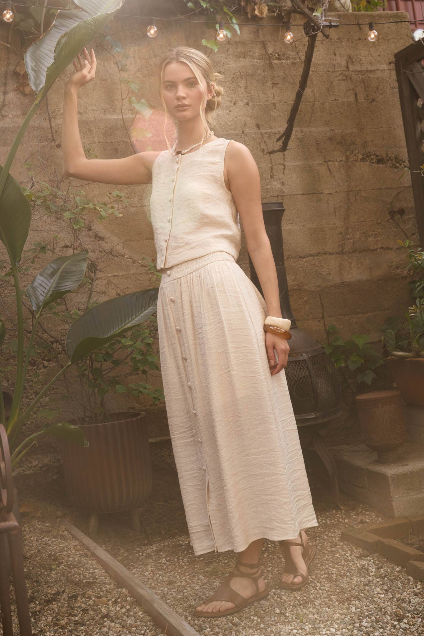 Ivory Breeze Button Down Skirt