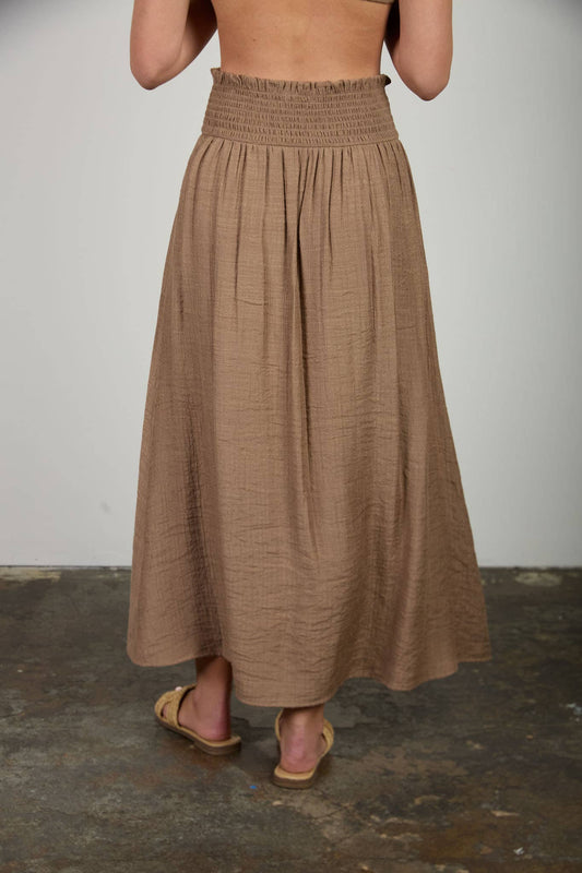Mocha Breeze Button Down Skirt