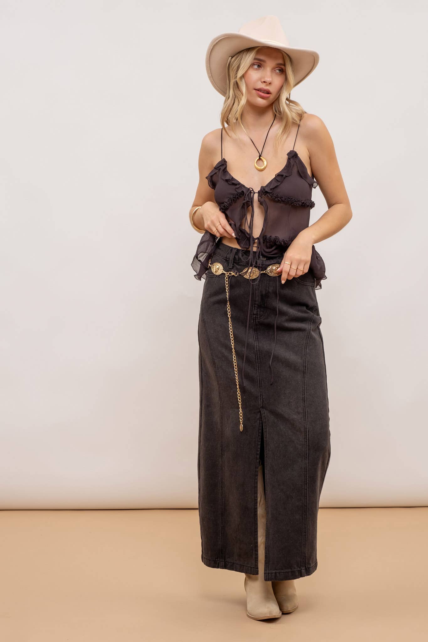 Midnight Wanderer Midi Skirt