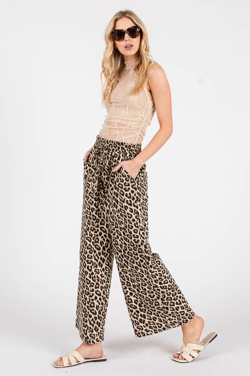Leopard Latte Wide-Leg Pant