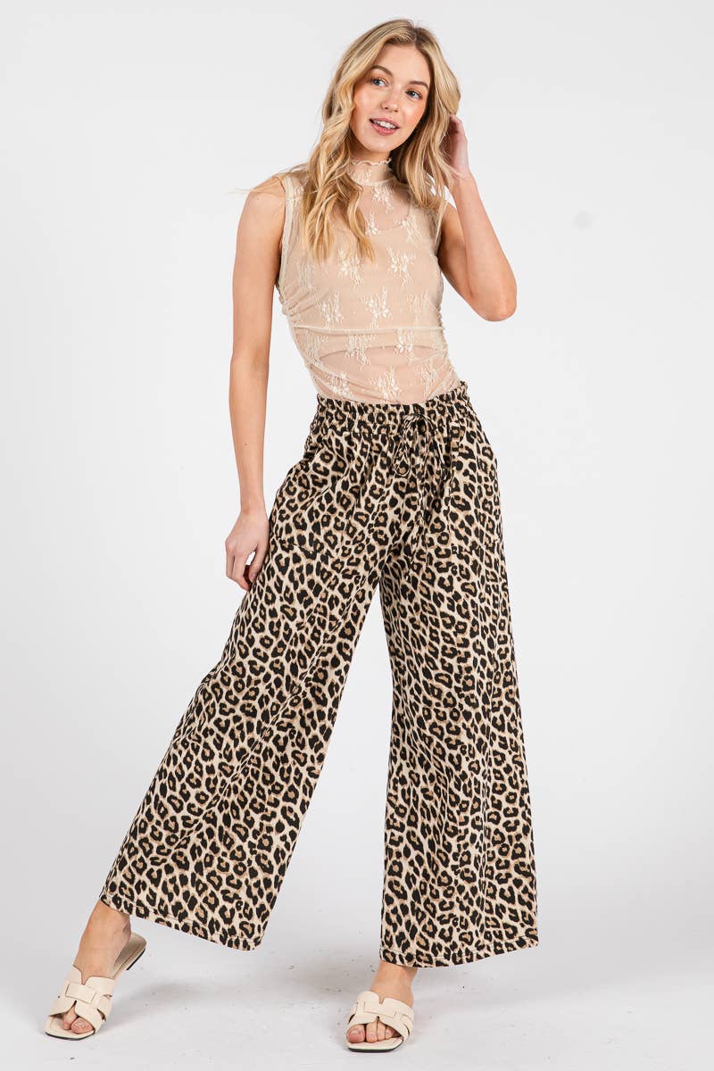 Leopard Latte Wide-Leg Pant