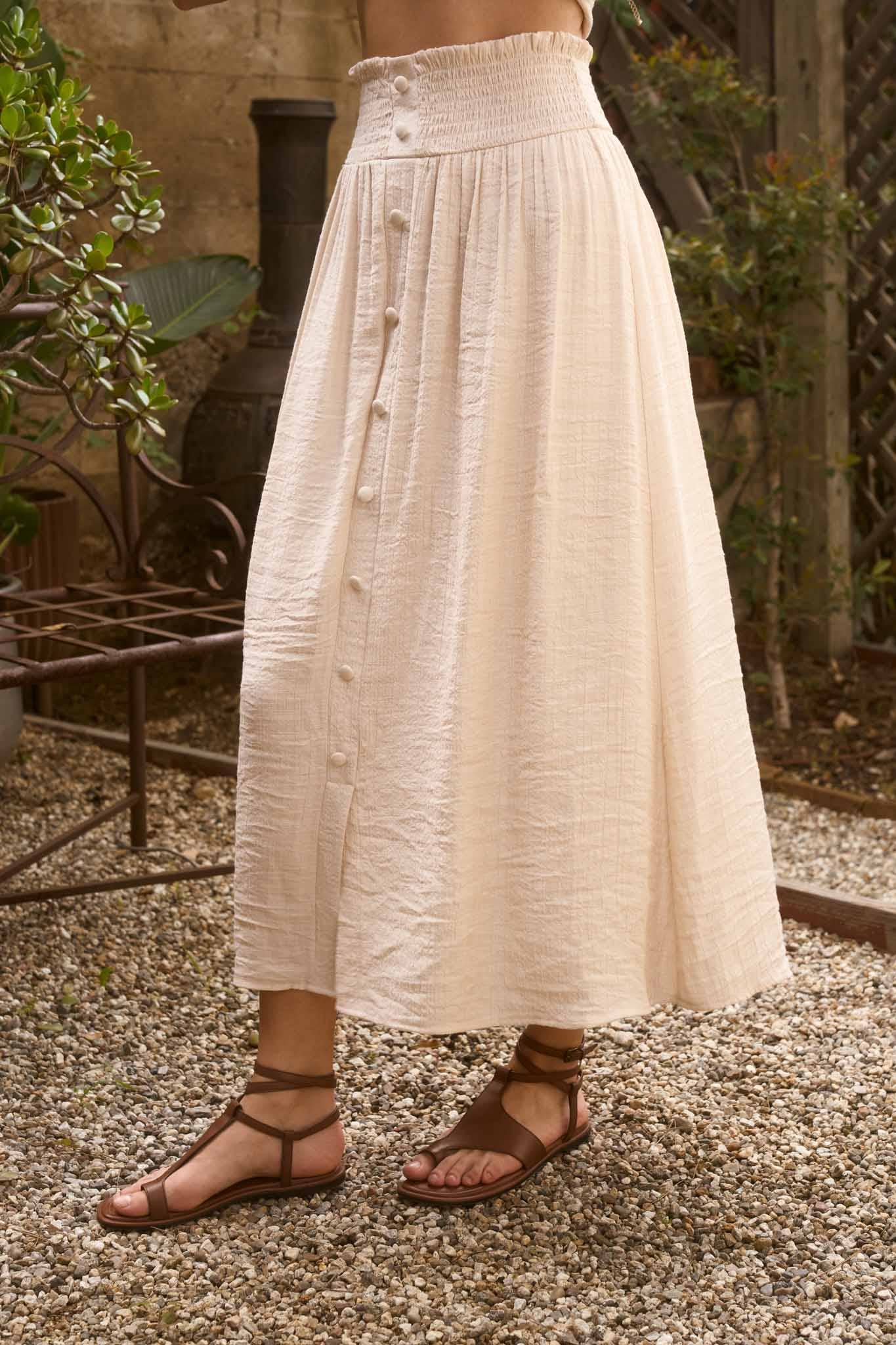 Ivory Breeze Button Down Skirt