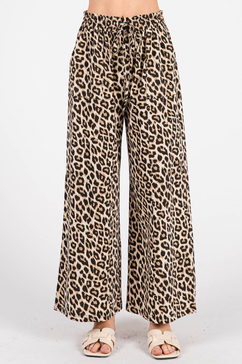 Leopard Latte Wide-Leg Pant