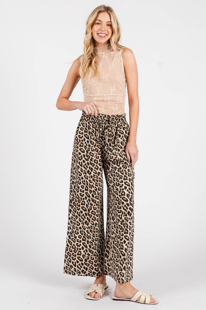 Leopard Latte Wide-Leg Pant