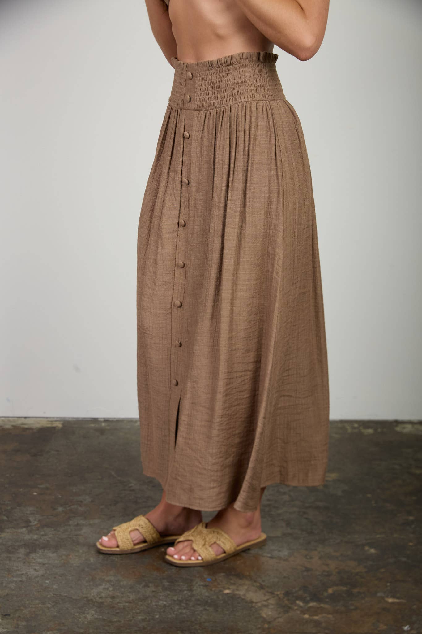 Mocha Breeze Button Down Skirt